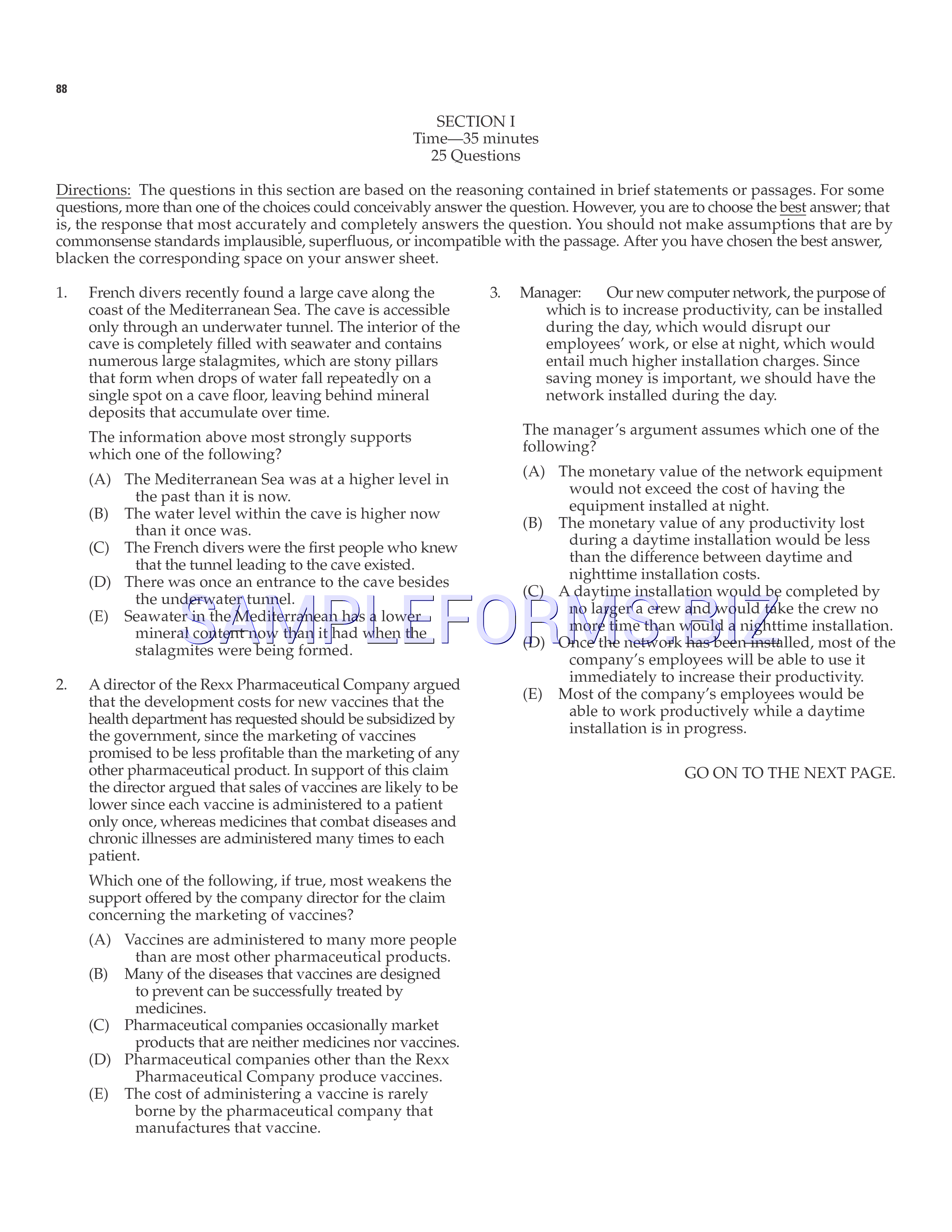Preview free downloadable LSAT Sample Questions Template 2 in PDF (page 3)