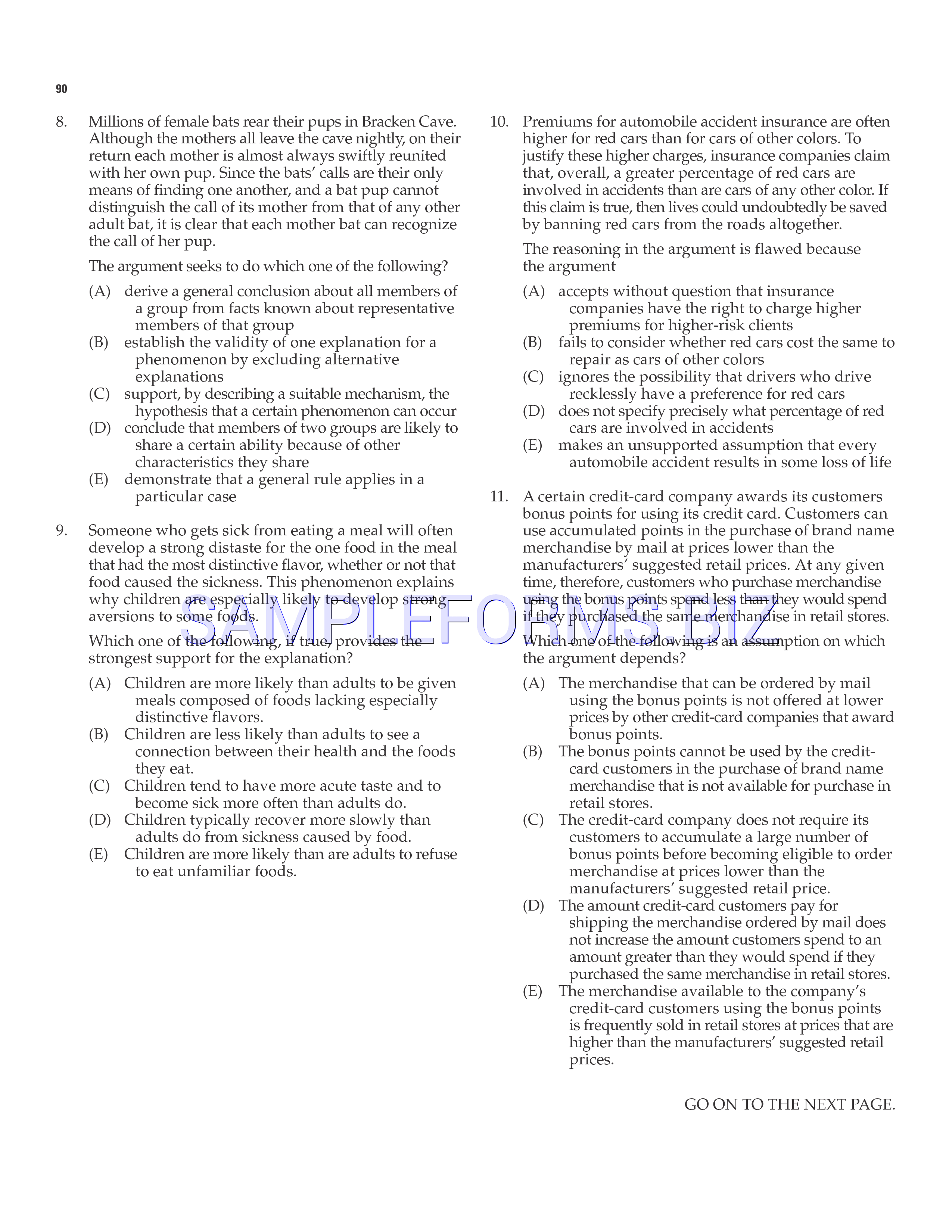Preview free downloadable LSAT Sample Questions Template 2 in PDF (page 5)